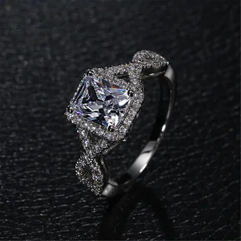 

Vecalon Handmade Engagement Wedding ring Princess Cut 4ct Cz 5A Zircon 925 Sterling Silver Rings for Women