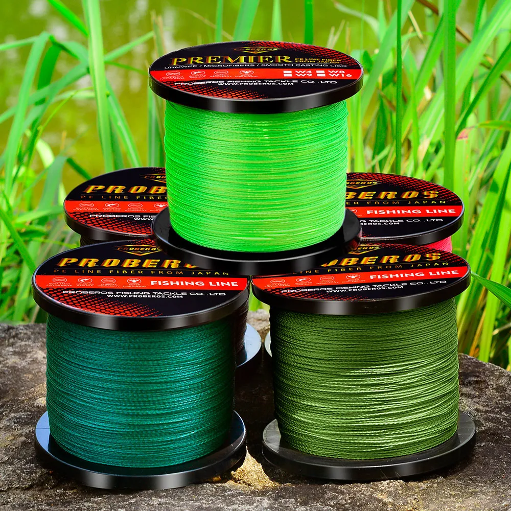 Proberos 4 Braided Fishing Line 300-500-1000M 4 Strands Unfade Yarn Line  Red/Green/Black Weaves Fishline 6LB-100LB Cord