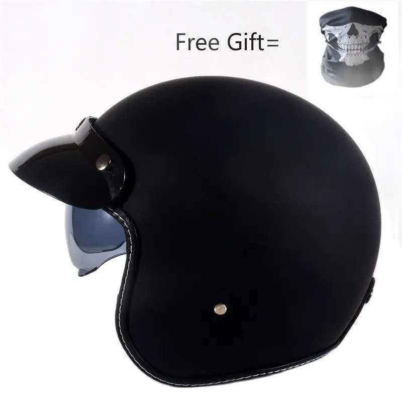

Gloss Black Helmets 3/4 Chopper Bike Open Face Vintage Motorcycle Helmet With Inner Lens Xs Red