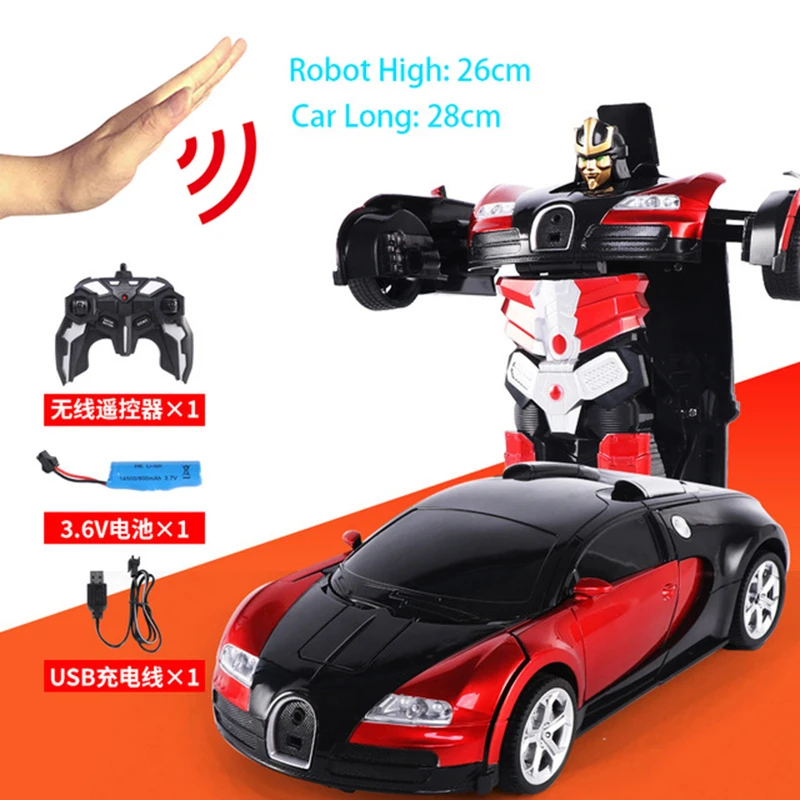 1:14 RC Car 29CM Music 2.4Ghz Induction Transformation Robot Deformation Gesture Sensing Remote Control Car Toy for Children B04