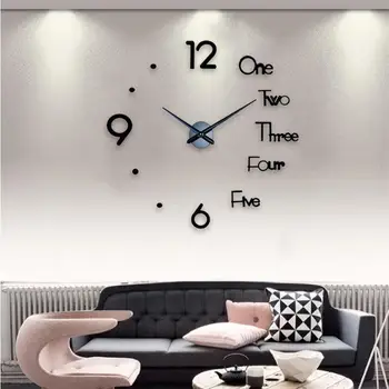 

DIY Wall Clock Decoartive Watch Modern Design 3D Wall Sticker Clock Acrylic Quartz Needle Horloge Silent Decor Living Room