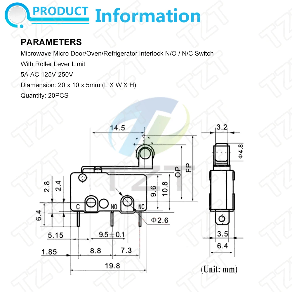 10/30 Stück Neuer Mikro-Rollenhebelarm Normalerweise Offener/Geschlossener Endschalter KW12-3 KW11-N – Detail 1