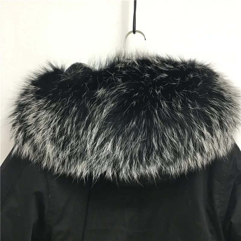 down coats & jackets 2019 New Black And White Fur Collar Short Parka Winter Beautiful Real Rex Rabbit Fur Lining Casual Genuine Leather Coat long down puffer coat