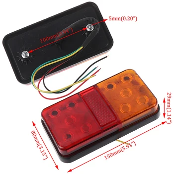 

2pcs DC 12V 2W 10 LED Truck Car Trailer Rear Tail Light Stop Indicator Lamp Taillight Turn Signal Lamp Left & Right 6000k