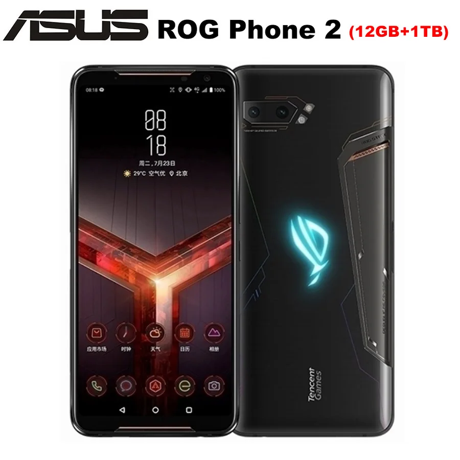 Мобильный телефон Asus ROG Phone II ZS660KL 6,5" 12 Гб ПЗУ 1 ТБ ОЗУ Snapdragon855+ две sim-карты 6000 мАч 48MP NFC Android 9,0 ROG Phone2