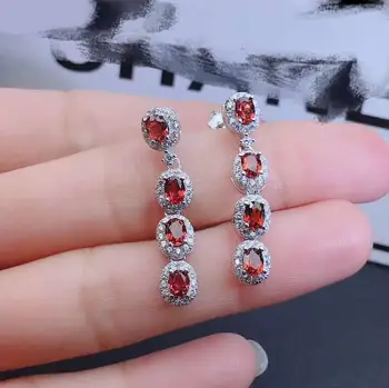 

natural And Real Garnet gemstone earrings S925 silver earrings women fashion earrings New year gift