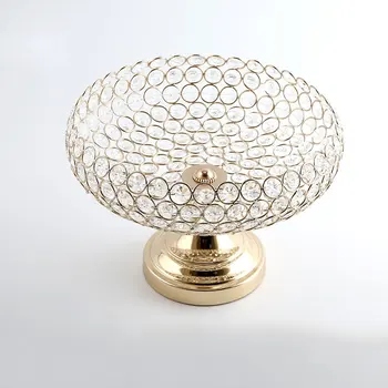 

European Style Metal Wrought Iron Crystal Tray Wedding Holiday Candy Living Room Home Decoration Ornaments