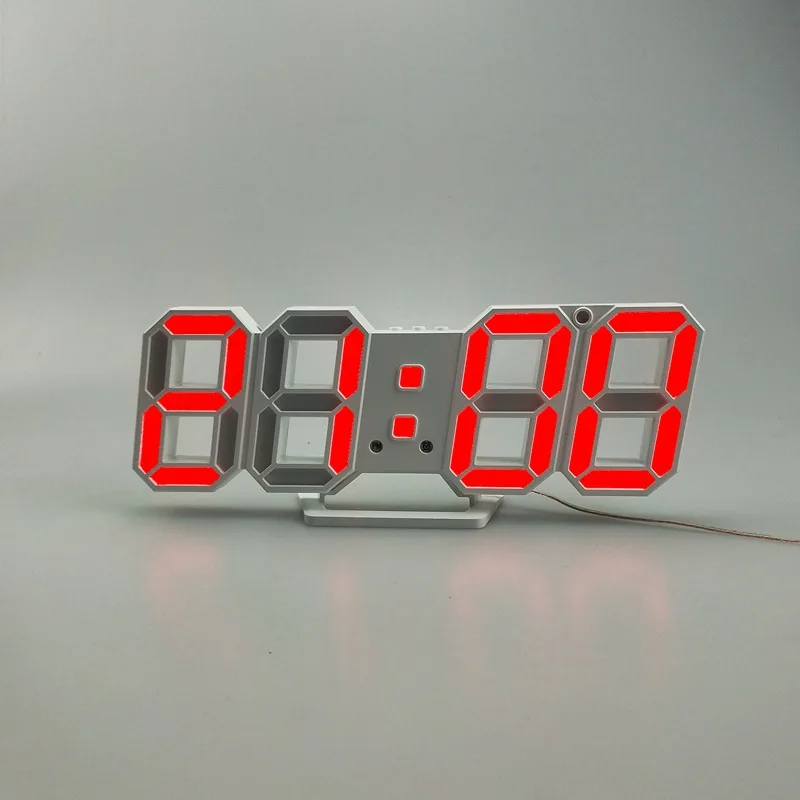 3D светодиодный настенные часы современный дизайн цифровые настольные часы будильник ночник Saat reloj de pared часы для дома гостиной украшения - Цвет: Red  A
