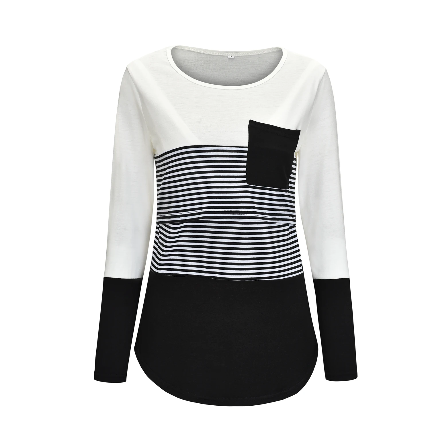 Goocheer Newest Ladies Womens Pregnant Maternity Nursing Tops Mom Breastfeeding Long Sleeve Stripe Splicing T-Shirt Top