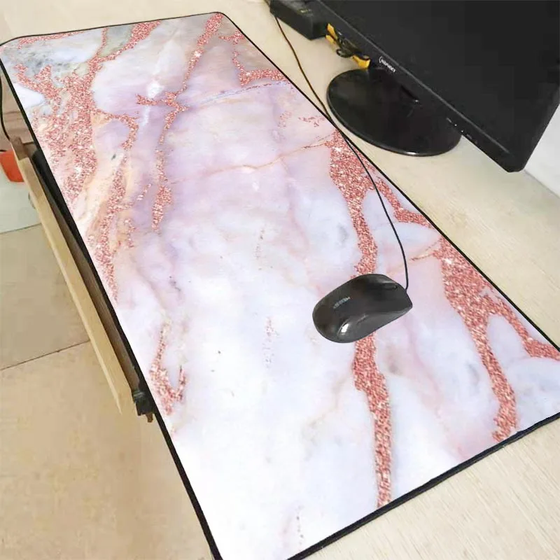 Модный розовый и белый мраморный игровой коврик для мыши XGZ украшение дома