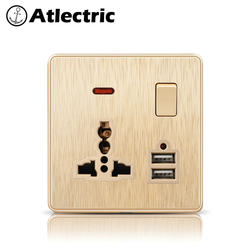 

Atlectric Universal Standard Socket Multi-Function Socket With Dual USB Port 3 Hole 5 Hole Power Wall Outlet 86mm*86mm