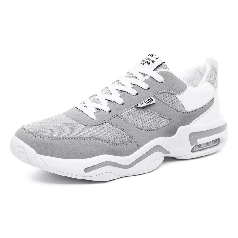M- Casual tide shoes lightweight cushioning wear-resistant breathable cushions with outdoor personality wild men's shoes - Цвет: Grey