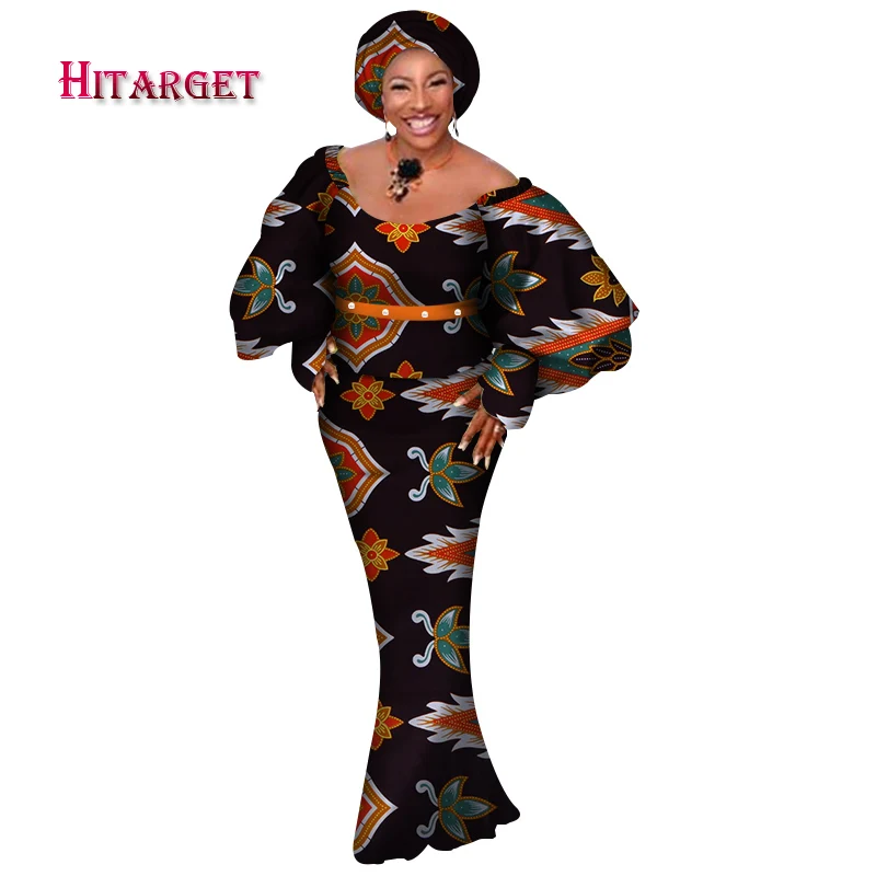 Hitarget африканские женские комплекты из 3 предметов Дашики хлопок Принт воск укороченный топ+ юбка комплект+ головной платок африканская одежда настраиваемый WY3770 - Цвет: 3