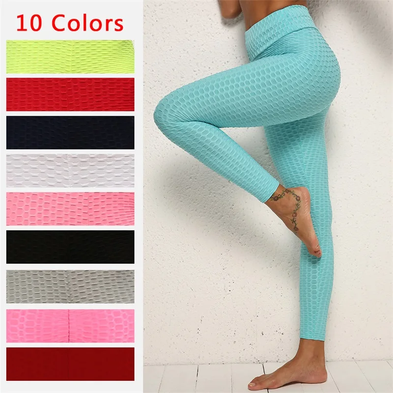 

Pink Leggings Women Polyester Ankle-Length Standard Fold Pants Elasticity Slim Bubble Jeggings Push Up Fitness Female Leggins