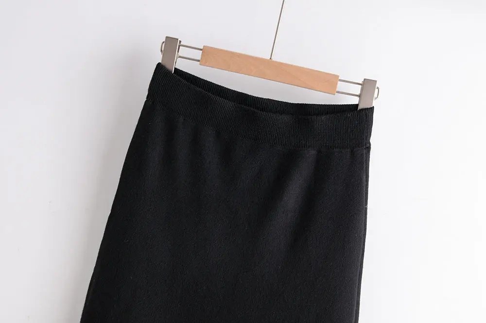 Fashion Plaid Irregular Women Sweater Skirt High Elastic Waist Ruffle Pleated Mid-length Female Knitted Skirts Autumn Skirt