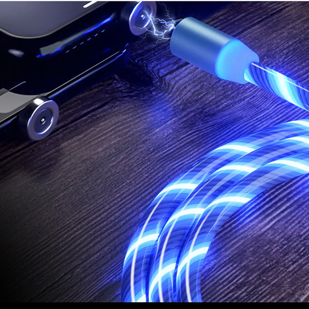 Цветной светодиодный магнитный кабель Micro USB типа C для быстрой зарядки и передачи данных iph для samsung для Android