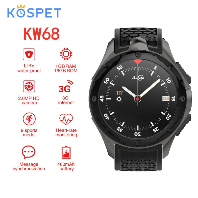 Смарт-часы Kospet KW68 Android 1 39 &quotдюймов 1G 16G gps сердечный ритм Bluetooth 4 0 умные часы для