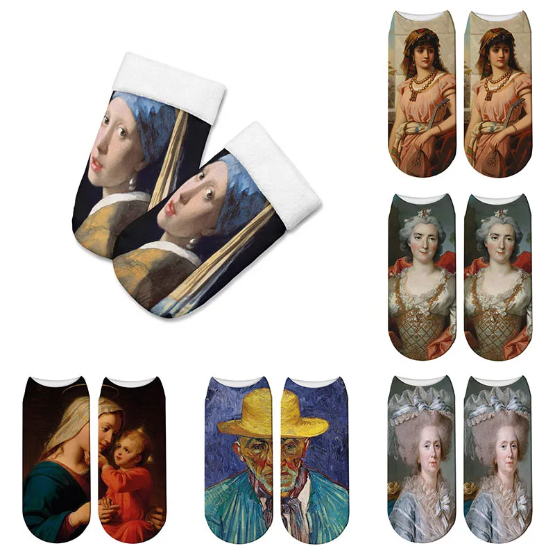 

3D Van Gogh Socks Women Modern Renaissance Oil Painting Socks Female Retro Art Design Abstract Happy skarpetki Funny Socks
