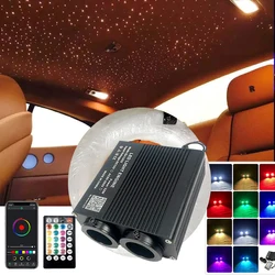 NEW Optic Fiber Lights Double Heads Smart APP LED engine RF control Cable Starry Effect Ceiling RGBW phone WAPP room CAR GOOD