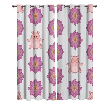 

Cartoon Pink Pig Window Curtains Living Room Boys Children Bedroom Kids Room Cortina Window Treatment