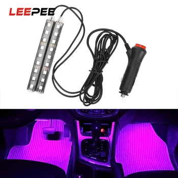 

2pcs Auto Atmosphere Lamps Interior Decorative Lamp Car-Styling Car LED Dash Floor Foot Strip Light Cigarette Lighter Adapter