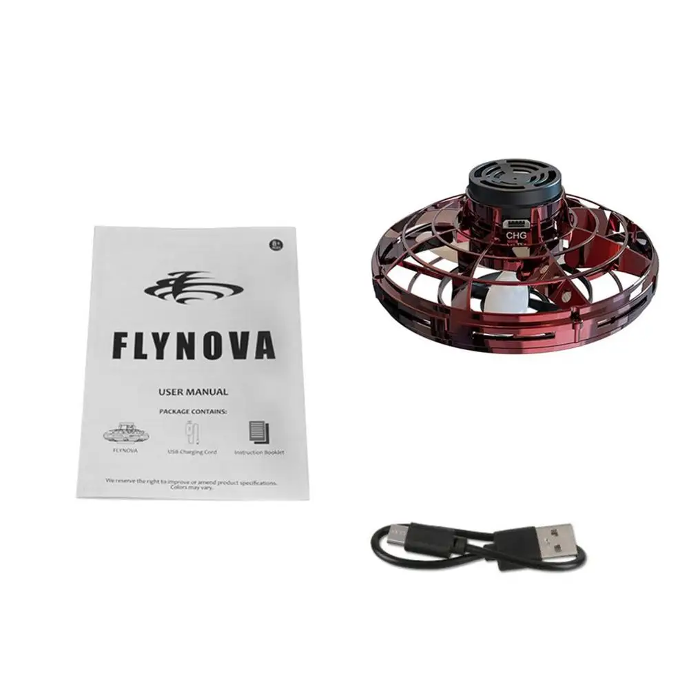 FlyNova FXQ-01 мини пальца прокатки светодиодный фиджет-Спиннер с летающий гироскопа ротатор Дрон аутизм, тревожность снятие стресса игрушки - Цвет: red