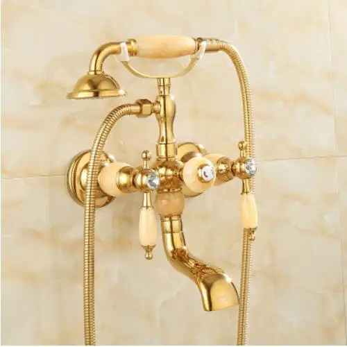 style 11 Vidric смеситель для душа, латунный полированный Золотой смеситель для ванны, Ручной Дождь, душевая головка, кран, роскошный нефрит, телефонная стена, ванна и душ - Цвет: style 11