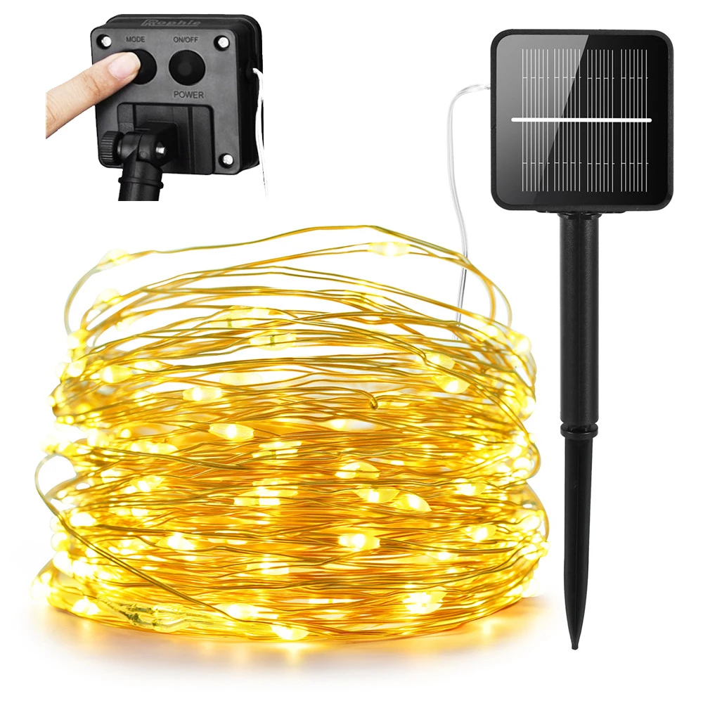 

100LED Solar Powered Led String Lights Copper Wire 8 Modes Outdoor Fairy Light For Christmas Garden Home Holiday Decoration