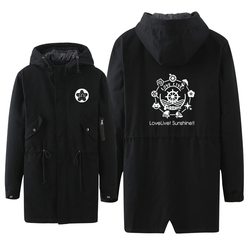 Luminous New Casual Windbreaker Cosplay LoveLive!School idol project Hoodie Warm Coat Color Printing Zipper Thick Overcoat | Мужская