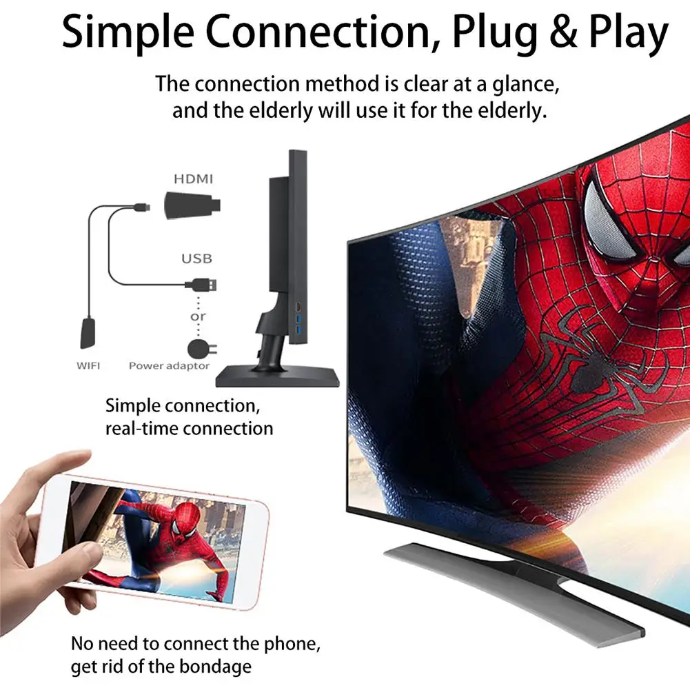 2,4G/5G Мини ТВ-палка 4K HD дисплей адаптер HDMI для Anycast сетевой плеер для YouTube Facebook Twitter с антенным кабелем