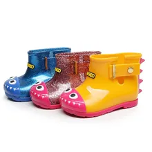 Детские непромокаемые сапоги с принтом животных; детские непромокаемые сапоги из ПВХ с пряжкой и ремешком в виде динозавра для малышей; ботинки для дождливой погоды; повседневная обувь