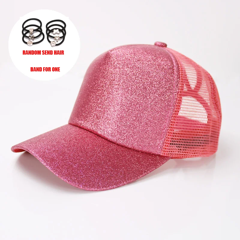 Женская бейсбольная кепка Ponytail Messy Bun Snapback, летние сетчатые шляпы, Повседневная Спортивная Кепка с блестками, Прямая, шапка, уличная одежда шляпа - Цвет: A-5