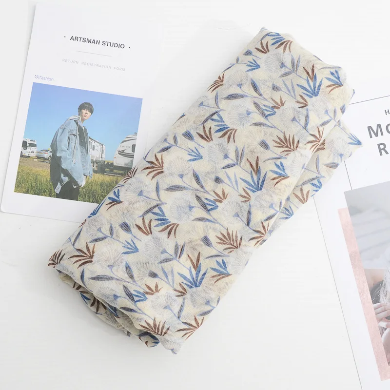 Небольшой свежий шарф из хлопка и льна сотни одуванчиков пасторальные украшения Шелковый шарф длинный шарф