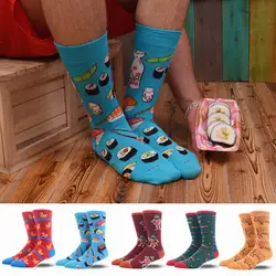 1 пара, мужские носки с круглым вырезом, мужские повседневные носки, хлопковые модные Забавные милые мужские носки с героями мультфильмов