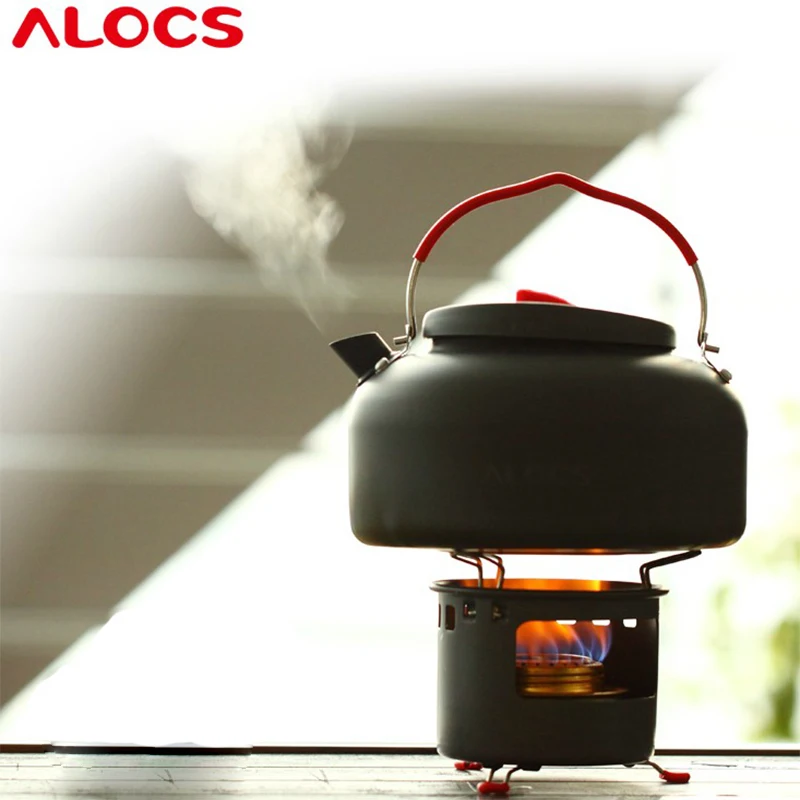 Alocs Сверхлегкий походный водный Чай чайник Пикник Пот спиртовая горелка с