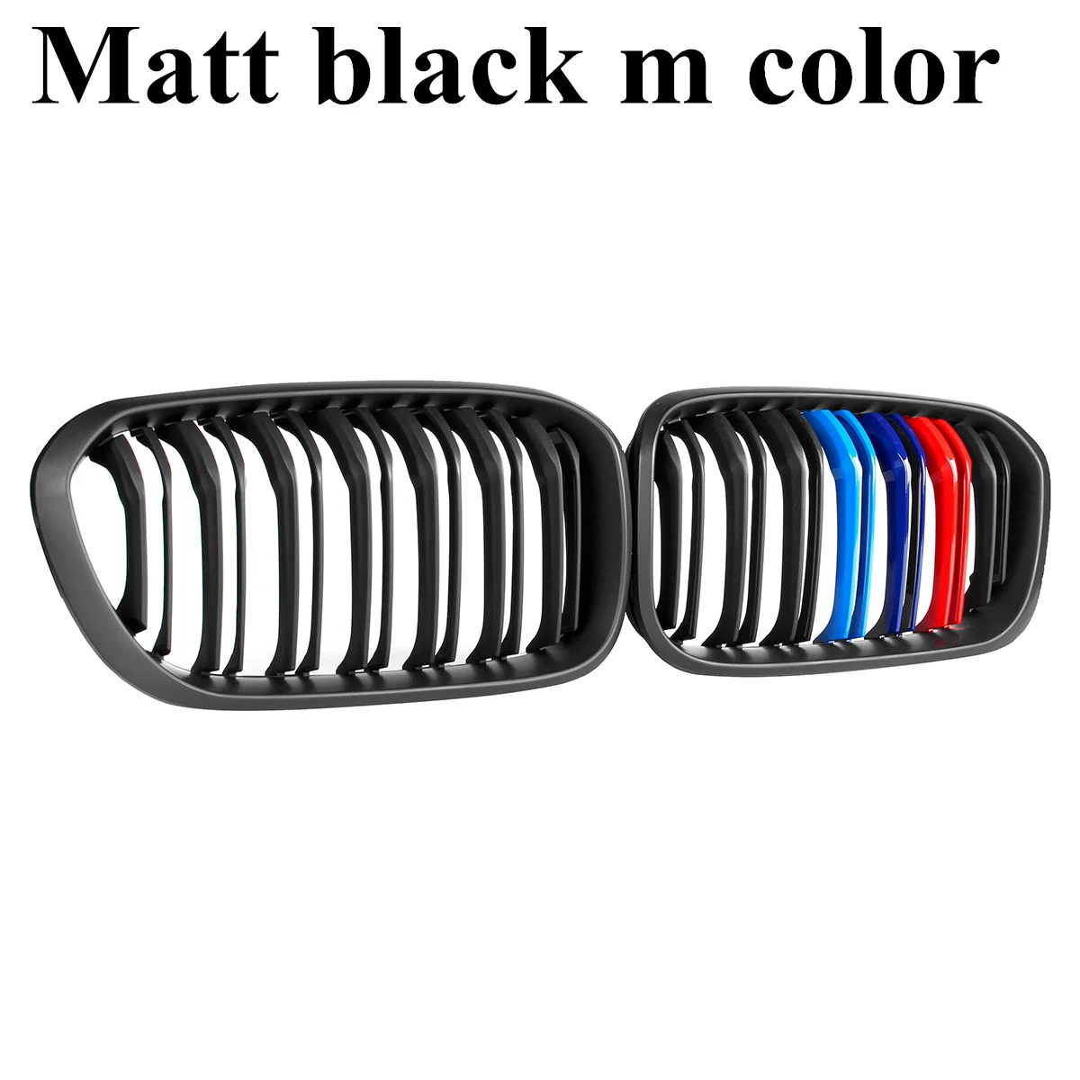 Для BMW F20 F21 1 серия пара матовый блесек для губ черная двойная планка линии M Цвет передний гоночный гриль решетка для почек - Цвет: Matt Black 2 Line M