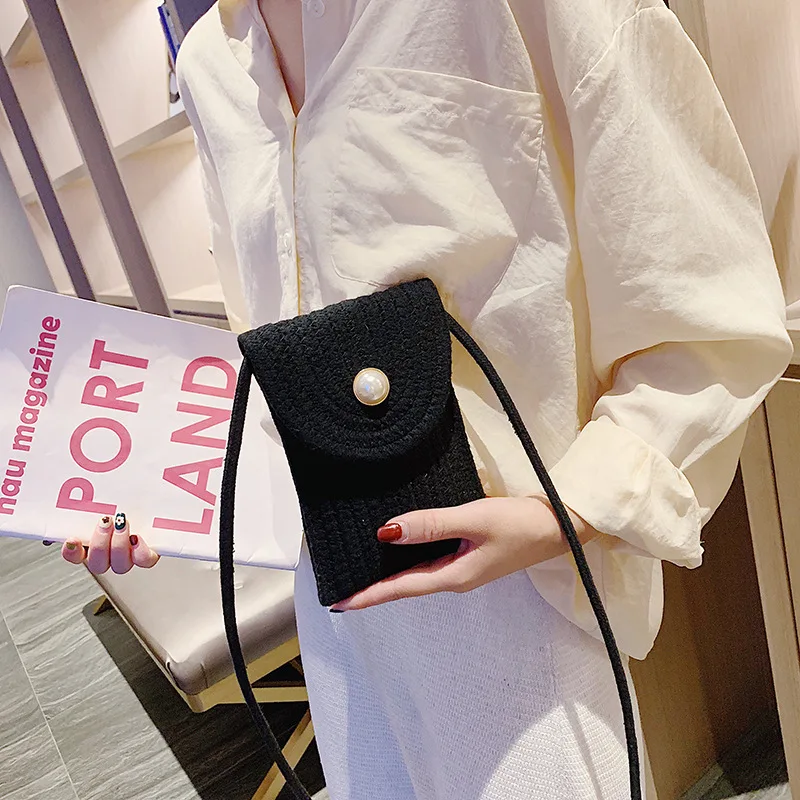

2019 new shoulder Messenger bag cute mini Pearl fashion simple mobile phone change bag