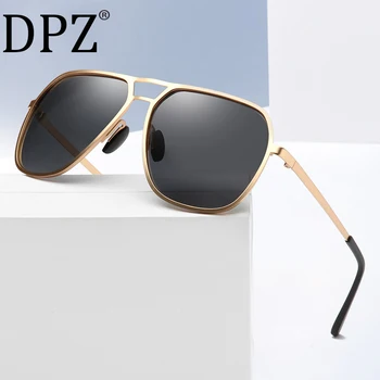

DPZ New Men's Polarized Large Frame Double Beam Sunglasses High Quality Driving Toad Mirror Pilot Sunglasses UV400 Oculos De Sol