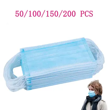 

100pcs 3-layer mask Face Mouth Masks Meltblown cloth Masks Non Woven Disposable Anti-Dust Earloops Masks Fast delivery