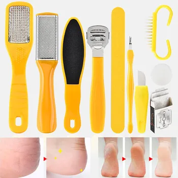 

10 in 1 Professional Pedicure Tools Foot Scrubber Kit Rasp Foot File Callus Remover Set Foot Exfoliating Scrubber Cleaner