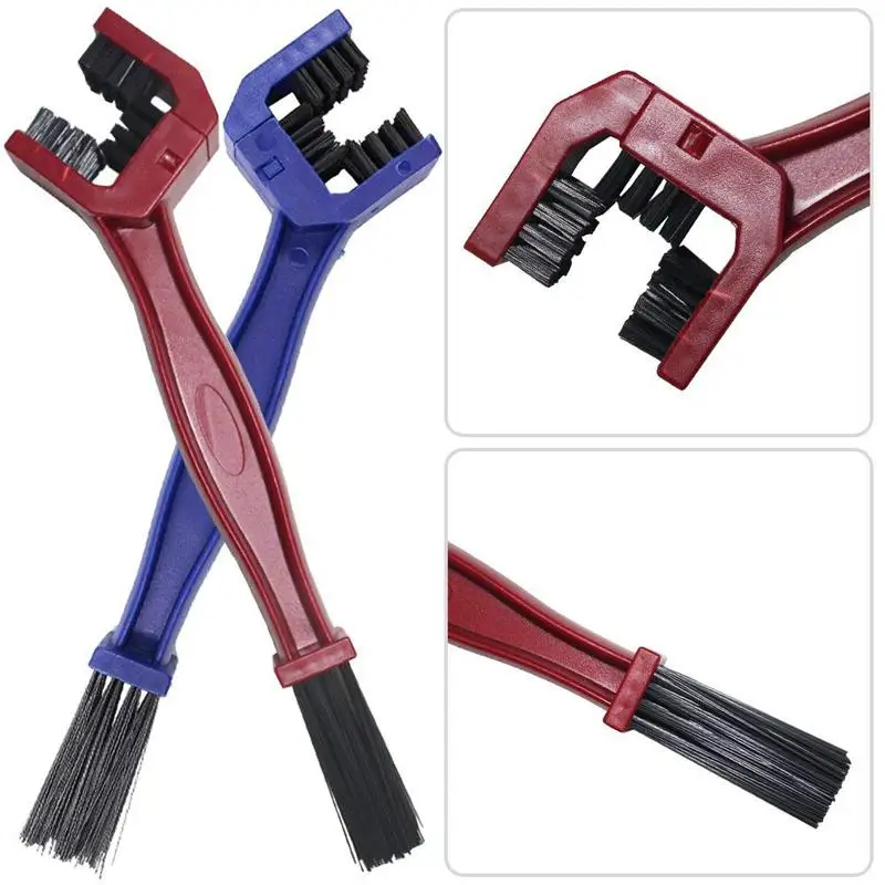 4 Pcs Motorcycle Bike Chain Gears Cleaning Brushes, with 2 Chain Gear Cleaner, 2 Pry Bar, Multi-purpose Maintenance Cleaner Tool