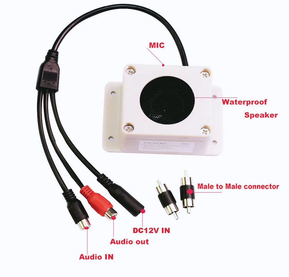 Waterproof Outdoor Microphone Speaker for Security IP Camera Audio Recording Two 