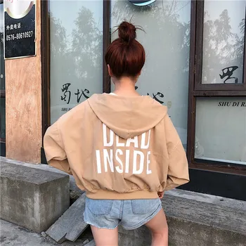 

2020 New Coat Female Spring and Autumn Loose Dwarf Wild Tide College Wind Hooded Short Coat Womens Jackets and Coats