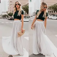 Весна и лето стиль европейский и американский стиль большой размер Высокая талия плиссированная юбка пышная юбка