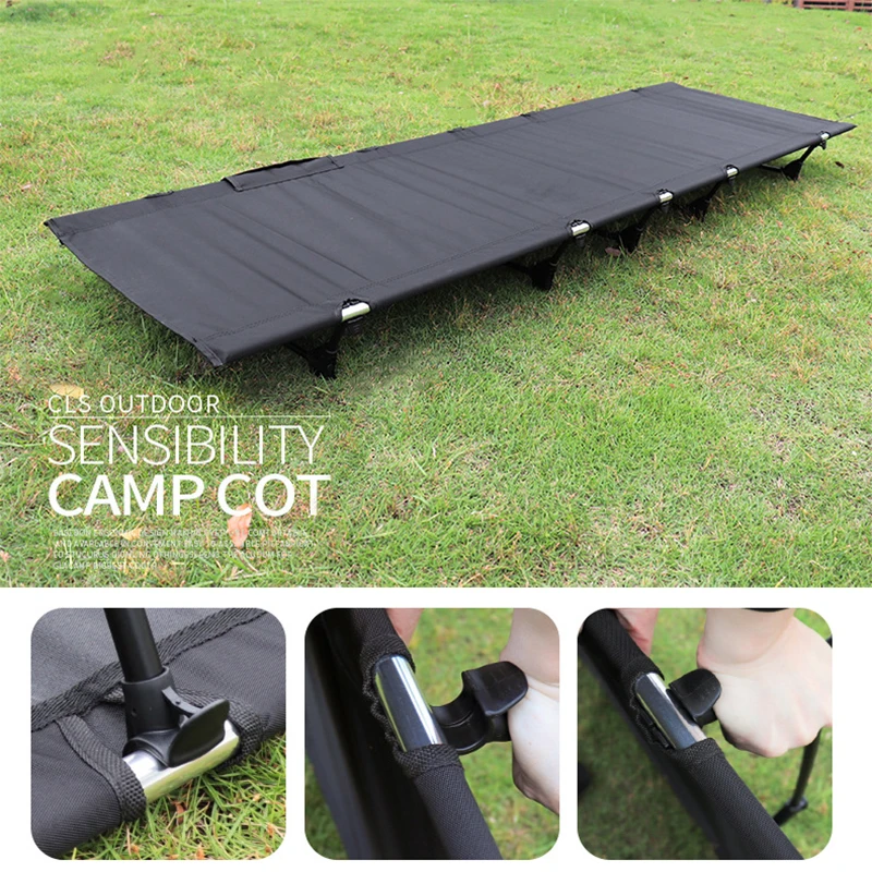 Indoor Folding Bed Outdoor Portable Camping Cot Single Person Sleeping Bed Foldable Backpacking Hiking Picnic Fishing Cot Mat