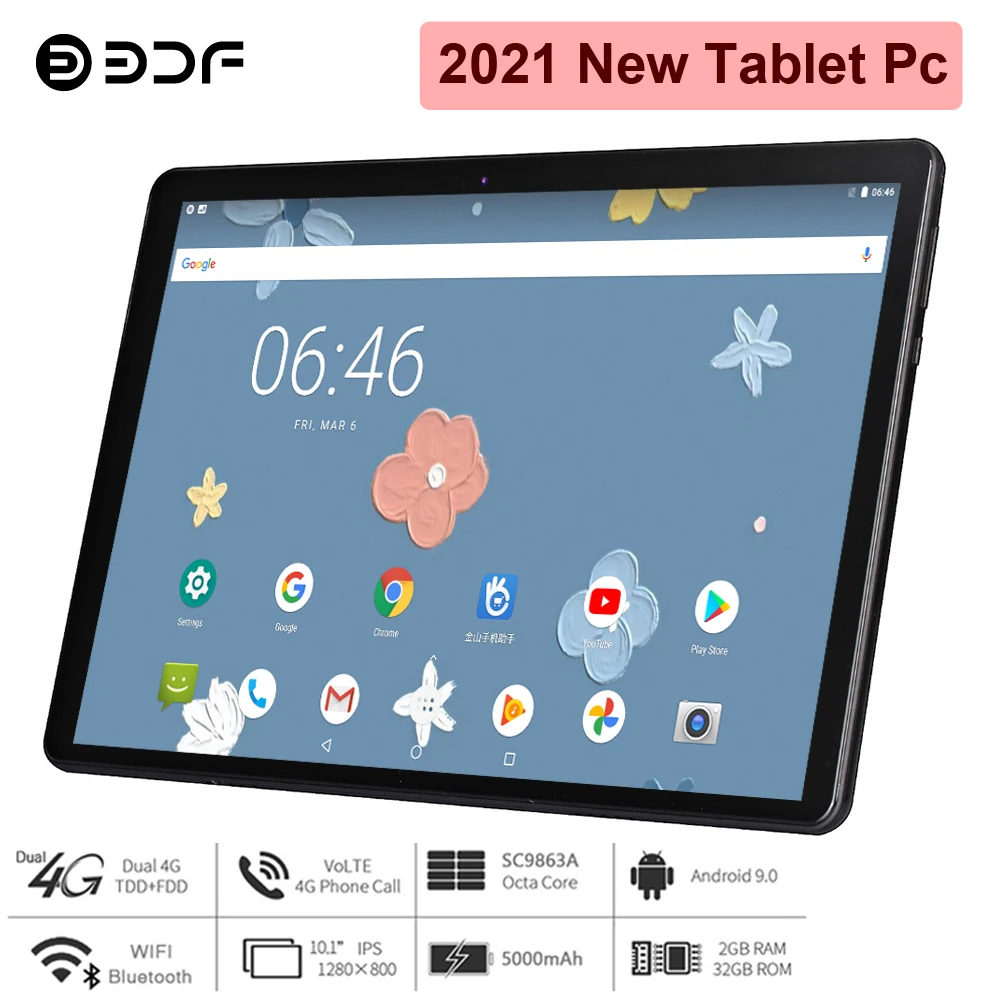 US $91.78 BDF 2021 New Tablet 10 Inch Tablet Pc Octa Core 2GB32GB Android 90 OS Tab Dual SIM 4G Phone Call WiFi Bluetooth Pc Tablet 101