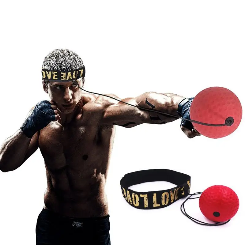 Boxing Reflex Speed Punch Ball Sanda Boxer Raising Reaction Force Hand Eye Training Set Stress Reaction ball red