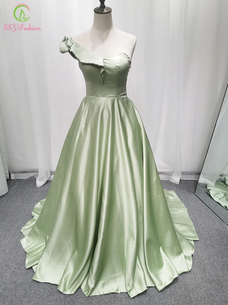 Light green satin prom dress Clearance