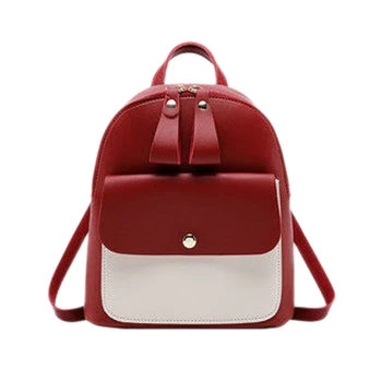 

Women Girls School Bag Pu Leather Backpack Mini Backpack Purse Travel Handbag,Red