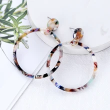 Новые длинные серьги из акриловой смолы с большими кругами для женщин, богемные цветные леопардовые висячие серьги, винтажные модные ювелирные аксессуары